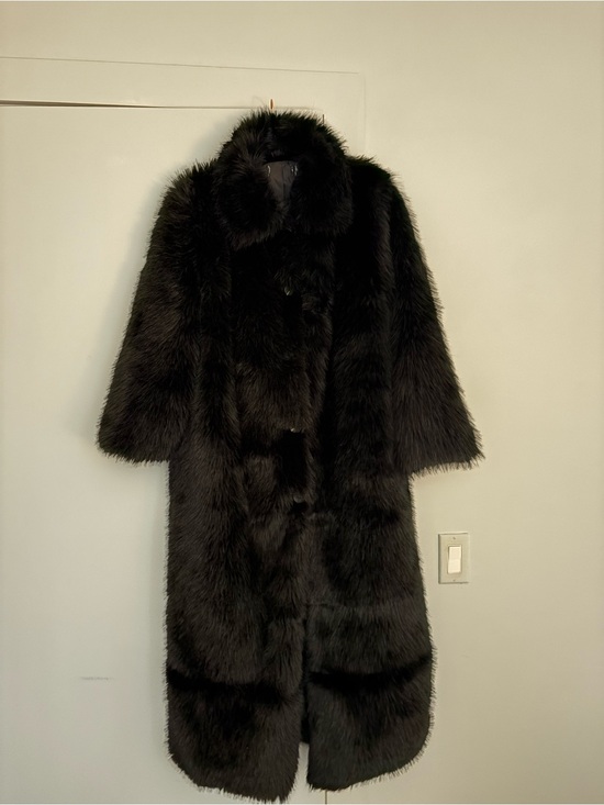 Vintage Jackets & Blazers - Vintage Black Faux Fur Full-Length Women's Coat winter warm luxurious